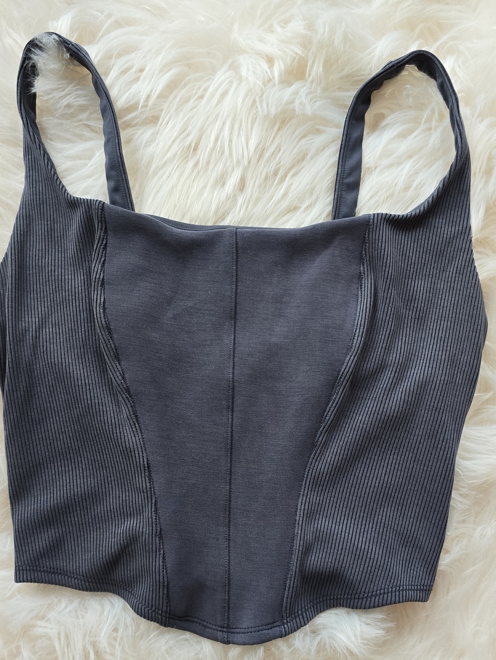Victoria's Secret Ribbed Corset Tank Top - Charcoal Gray SIZE S